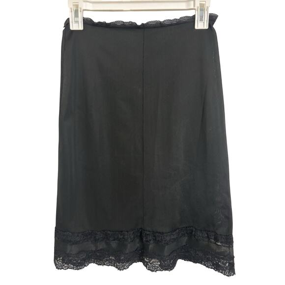 VTG 50s Lucite Kayser Black Nylon Slip Skirt Dark Romantic Whimsigoth Size S/M - Picture 2 of 8